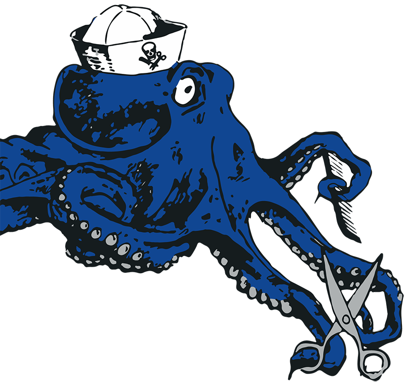 Salon Martina Logo Krake Graffiti Schere blau